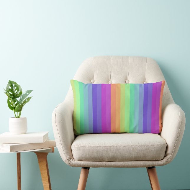 Coussin Rectangle Lumineux Pastel Arc-En-Ciel Jeu d'oreiller (Chaise)