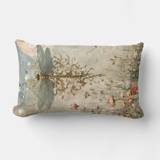 Coussin Rectangle Lune de libellules dans le jardin des fées