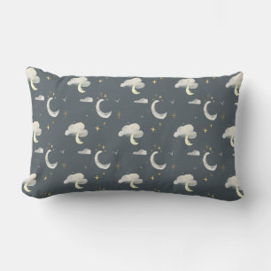 Coussin Rectangle lune et étoiles ciel nocturne deux tons