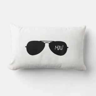 Coussin Rectangle Lunettes de soleil de l'avion Black Custom Nom pil