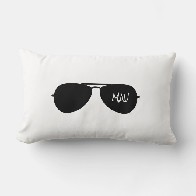 Coussin Rectangle Lunettes de soleil de l'avion Black Custom Nom pil (Recto)