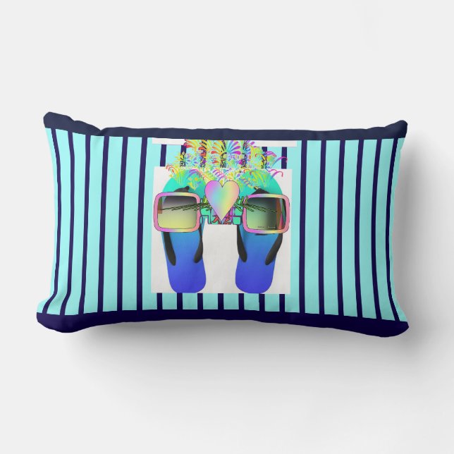 Coussin Rectangle Lunettes + Tongs Amusant  (Recto)