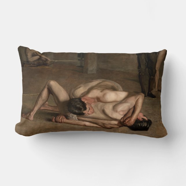 Coussin Rectangle Lutteurs (par Thomas Eakins) (Recto)