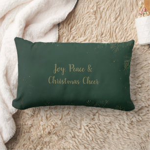 Coussin Rectangle Luxueux Deep Green et Gold Pine Cone Noël