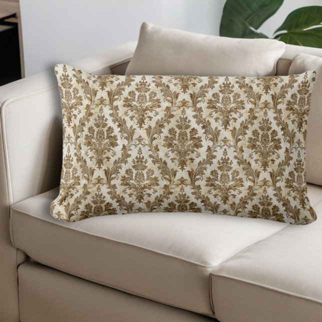 Coussin Rectangle Luxueux et élégant Damas d'ivoire (Créateur téléchargé)