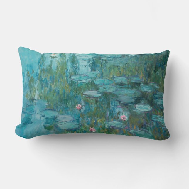 Coussin Rectangle Lys à eau, Peinture à l'huile d'art, Claude Monet (Recto)