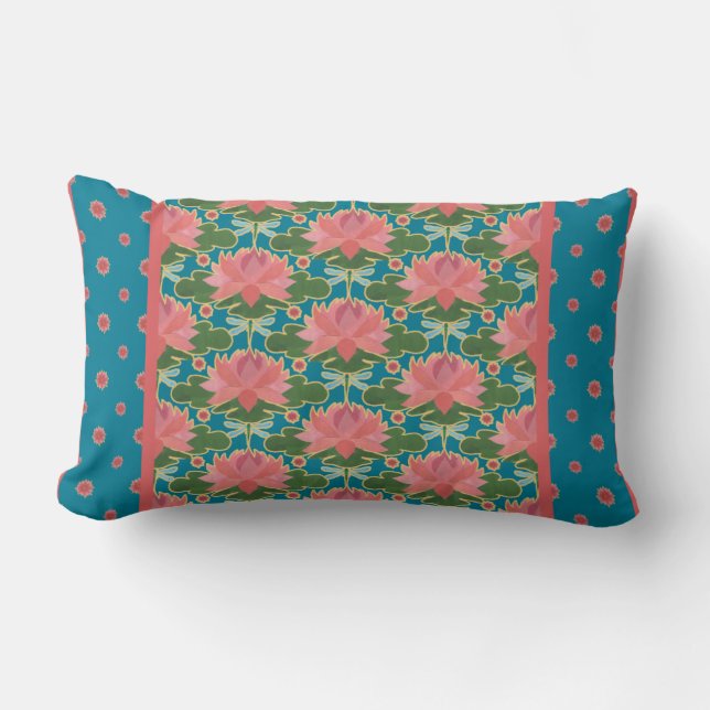 Coussin Rectangle Lys d'eau, Dragonflies Lumbar Coussin, Cushion (Recto)