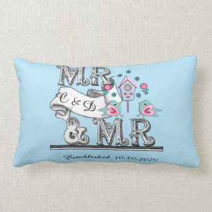 Coussin Rectangle M. et M. Personnalisé Gay Mariage Cadeau