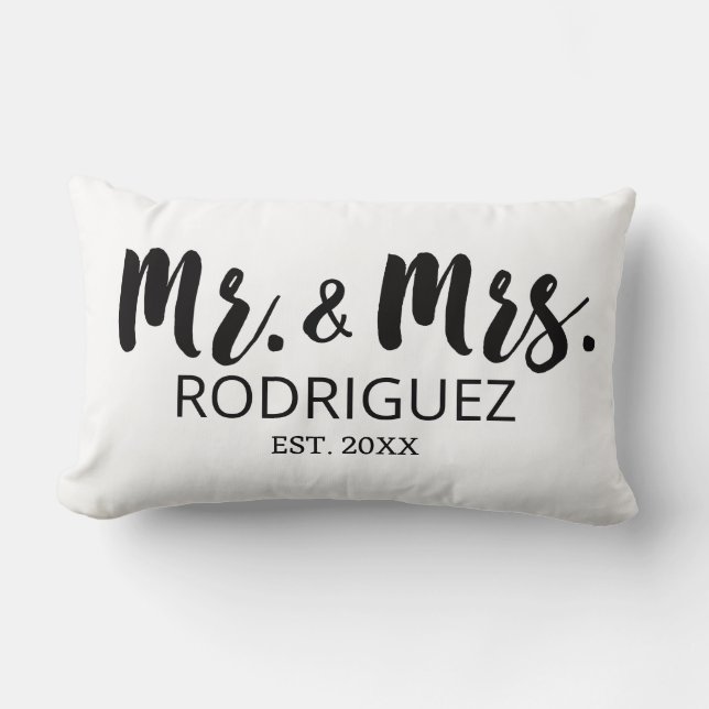 Coussin Rectangle M. et Mme Modern Brush Font Mariage Anniversaire (Recto)