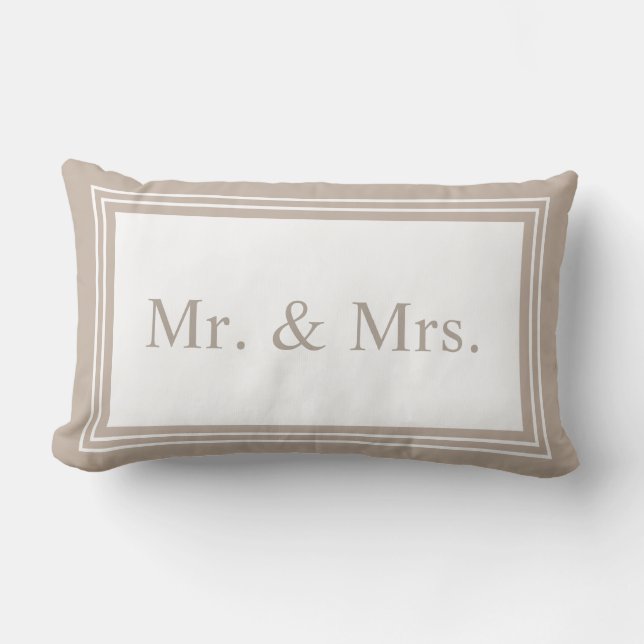Coussin Rectangle M. et Mme Taupe Mariage Keepsam (Recto)