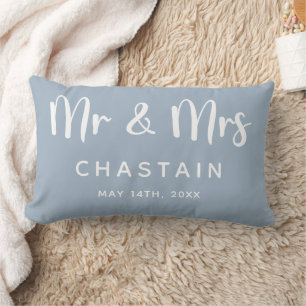 Coussin Rectangle M. & Mme   Monogramme de mariage 