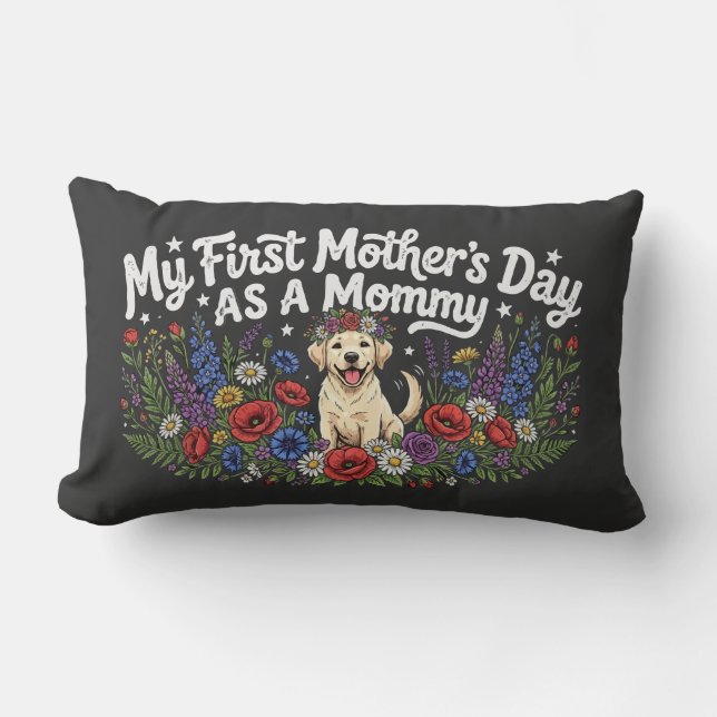 Coussin Rectangle Ma première fête des mères en tant que maman chien (Recto)