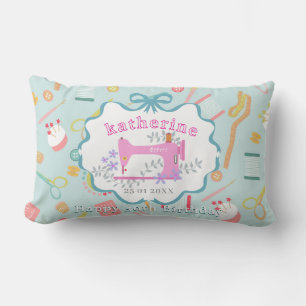 Coussin Rectangle Machine à coudre Bleue 50e Anniversaire Couturière