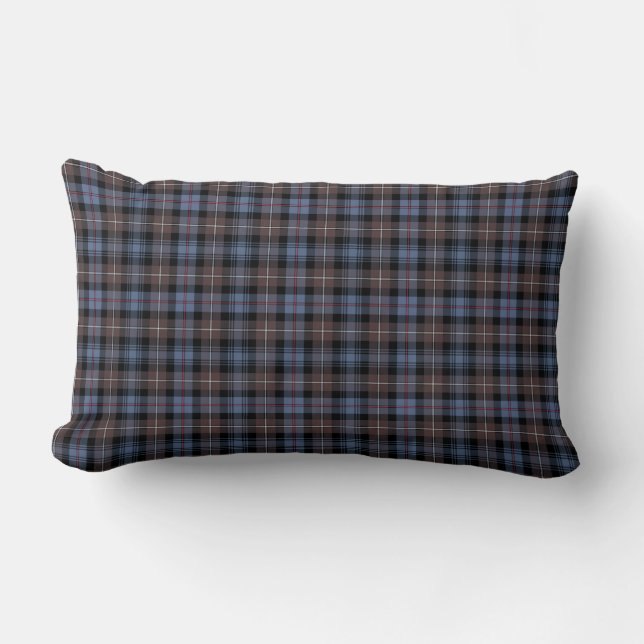 Coussin Rectangle Mackenzie Clan Blue et Tartan écossais Brown (Recto)