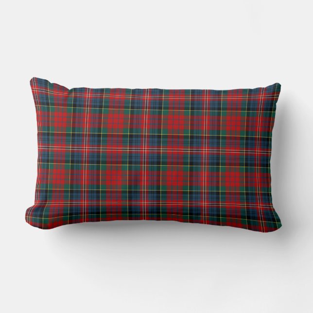 Coussin Rectangle MacPherson Clan Tartan Rouge, Bleu et Vert Plaid (Recto)