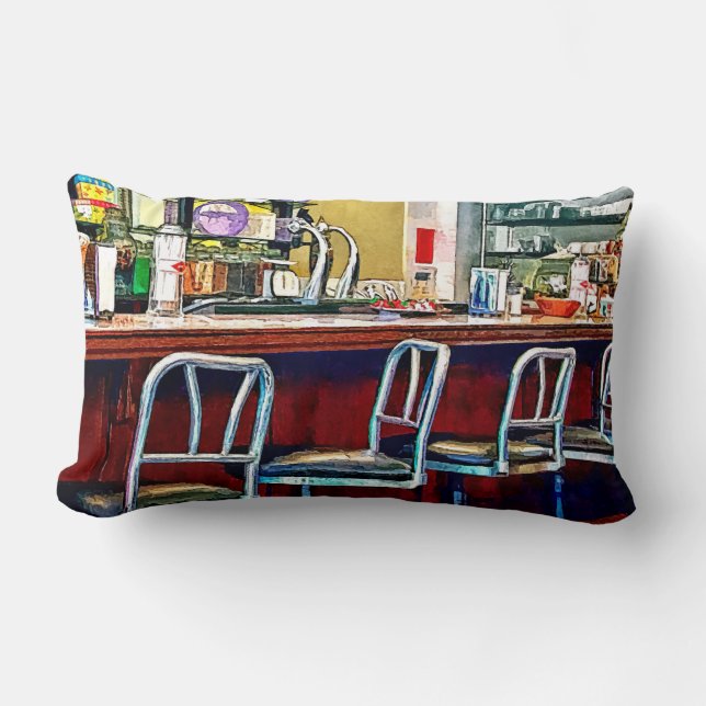 Coussin Rectangle Magasin De Bonbons Avec Fontaine De Soda (Recto)