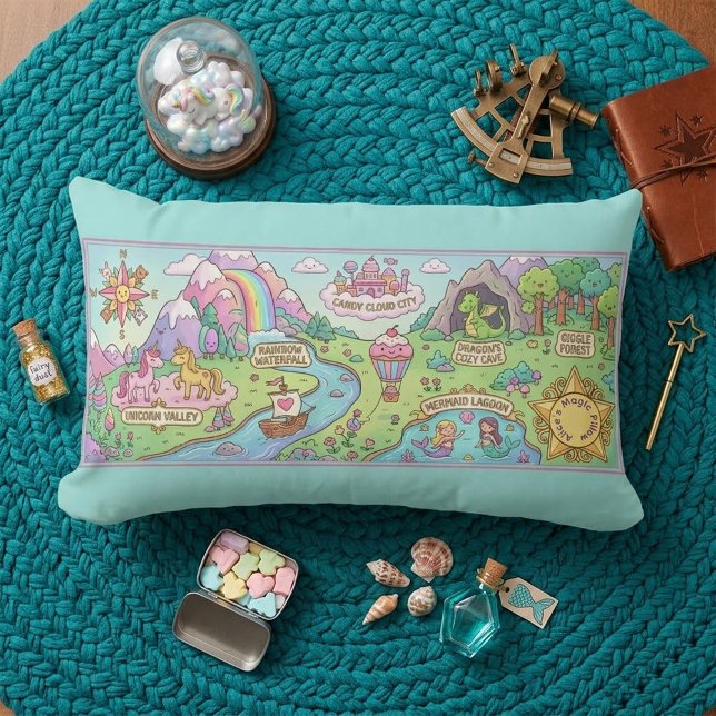 Coussin Rectangle Magical Adventures Map Kids Nursery Pillow (Créateur téléchargé)