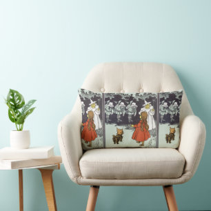 Coussin Rectangle Magicien d'Oz Dorothée Toto Glinda Munchkins vinta