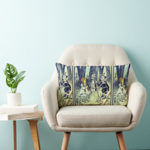 Coussin Rectangle Magicien vintage d'Oz, Dorothy rencontre le Tinman