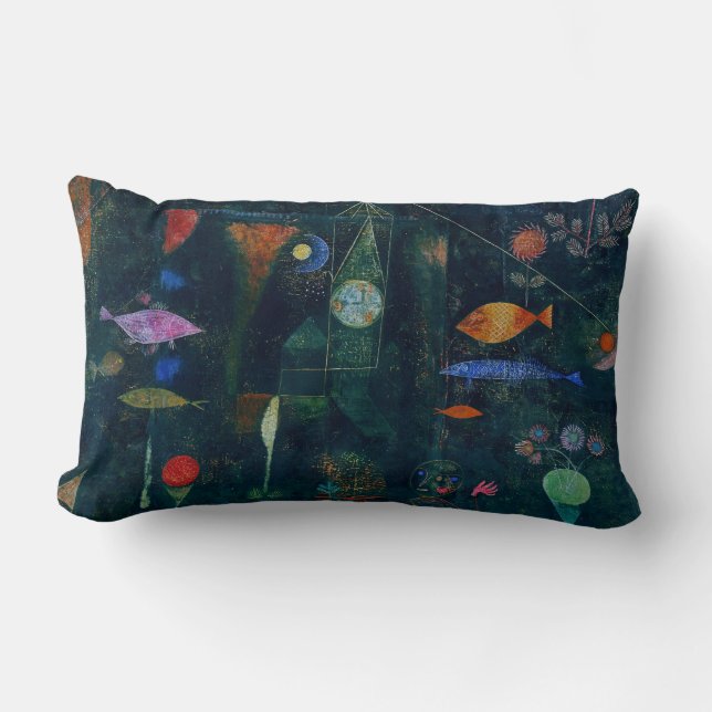 Coussin Rectangle Magie de poisson de Paul Klee Peinture Abstraite A (Recto)