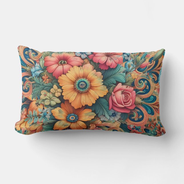 Coussin Rectangle Magnifique bouquet de fleurs (Recto)