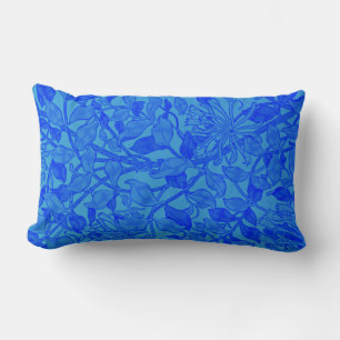 Coussin Rectangle Magnifique motif de chèvrefeuille bleu par W. Morr