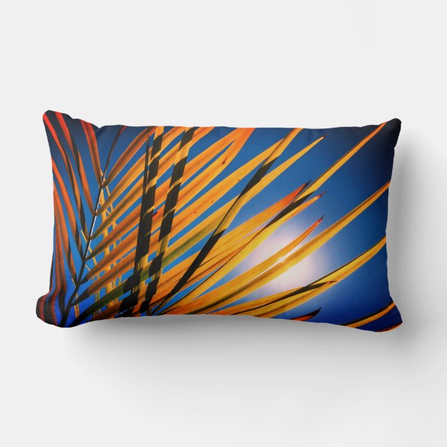 Coussin Rectangle Magnifique Palm Tree Feuilles Ciel Bleu Soleil Jeu (Recto)