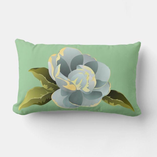 Coussin Rectangle Magnolia Blossom avec Feuilles (Recto)