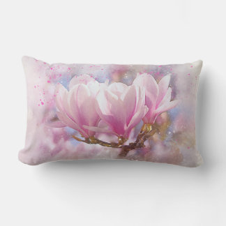 Coussin Rectangle Magnolia rose-pourpre en floraison - Fleur de prin