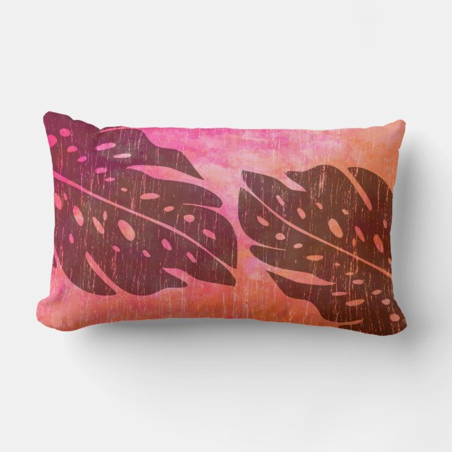 Coussin Rectangle Maikai Hawaiian Monstera Cravate-Dye Mélange (Recto)