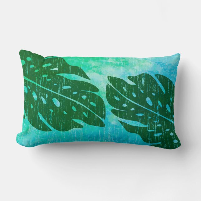 Coussin Rectangle Maikai Hawaiian Monstera Cravate-Dye Mélange (Recto)