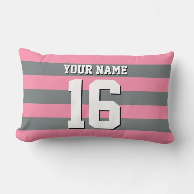 Coussin Rectangle Maillot d'équipe Charcoal Rose Flamingo Prépa Rayé (Recto)