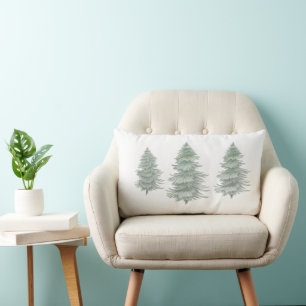 Coussin Rectangle Main Tirée Arbres À feuillage persistant Jeter Ore