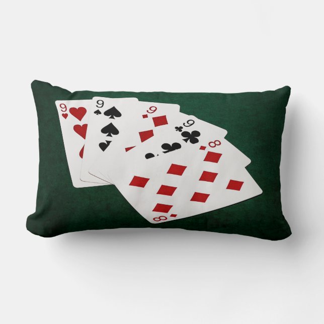 Coussin Rectangle Mains de poker - Quatre d'un genre - Neuf et huit (Recto)