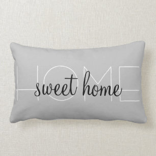 Coussin Rectangle Maison blanche noire et grise Sweet Home