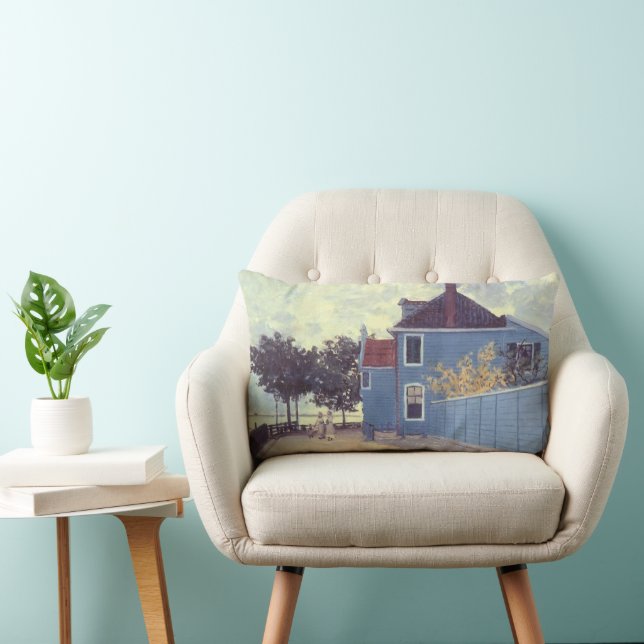 Coussin Rectangle Maison bleue à Zaandam de Claude Monet (Chaise)