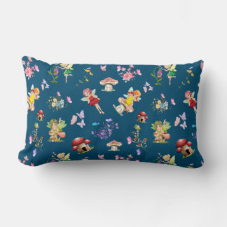 Coussin Rectangle Maison de champignons de fées bleues à thème