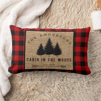 Coussin Rectangle Maison de famille rustique au nom de cabane dans l