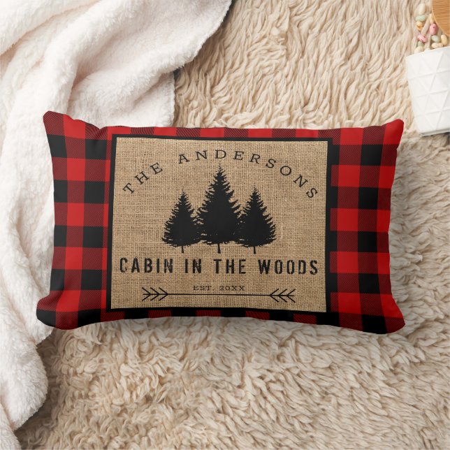 Coussin Rectangle Maison de famille rustique au nom de cabane dans l (Couverture)