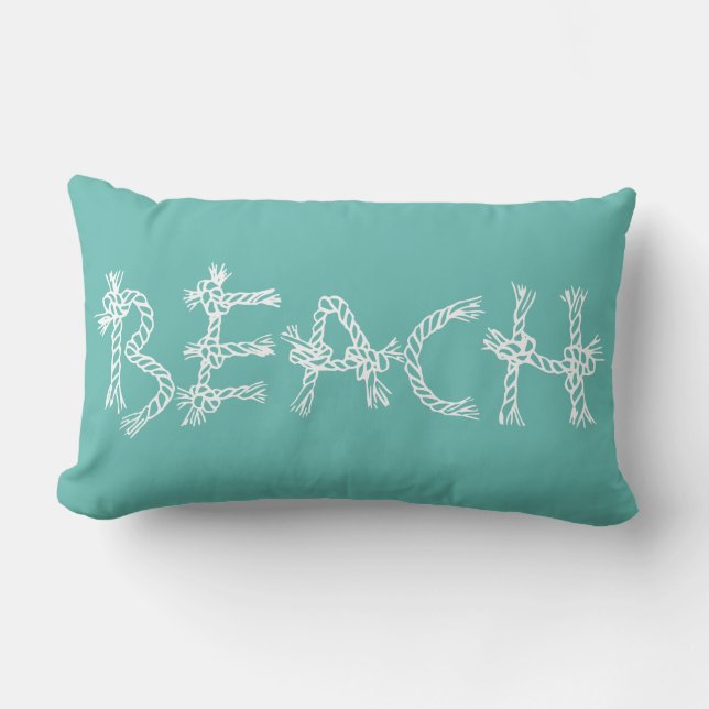 Coussin Rectangle Maison de plage à cordes turquoises côtières (Recto)
