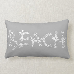 Coussin Rectangle Maison de plage en corde grise du littoral