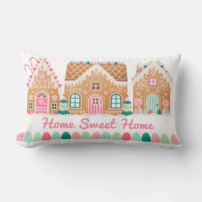Coussin Rectangle Maison Sucrée Maison en Pain d'Épices (Recto)