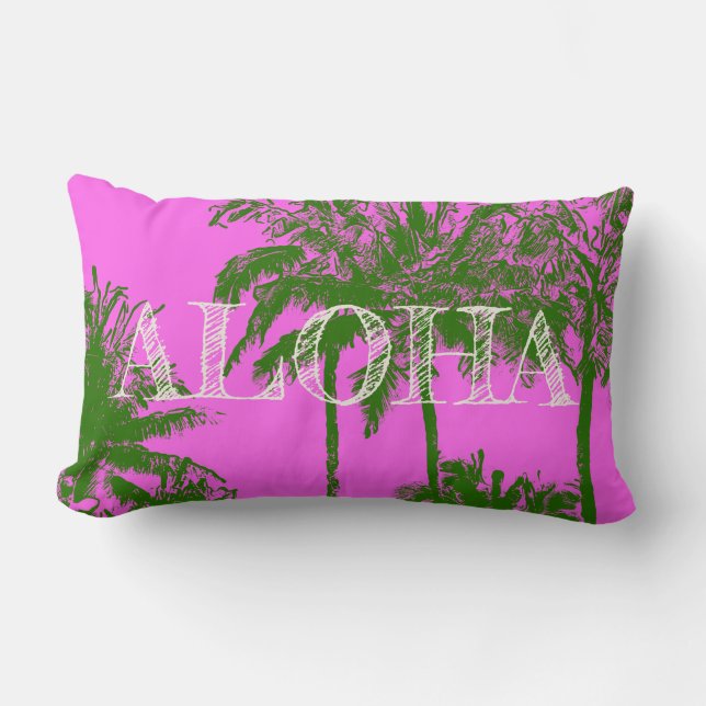 Coussin Rectangle Makena Beach Hawaiian Sketchy Palms Reversible (Recto)