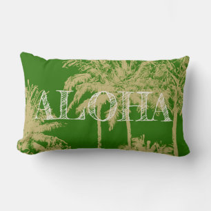Coussin Rectangle Makena Beach Palmiers esquissés Hawaïens Réversibl