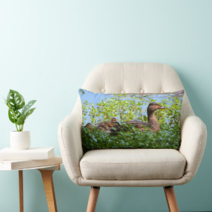 Coussin Rectangle Mallard et canettes-Natation par Shirley Taylor