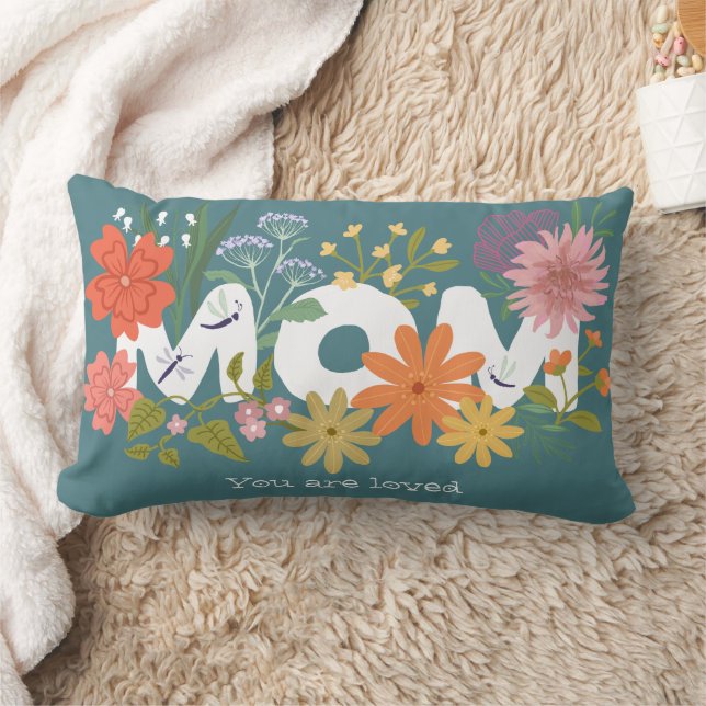 Coussin Rectangle Maman adorait boho bouquet de fleurs mignonette la (Couverture)