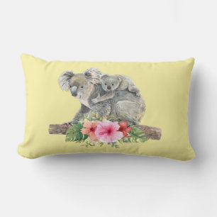 Coussin Rectangle Maman & Bébé Koalas Oursons Mignons Aquarelle