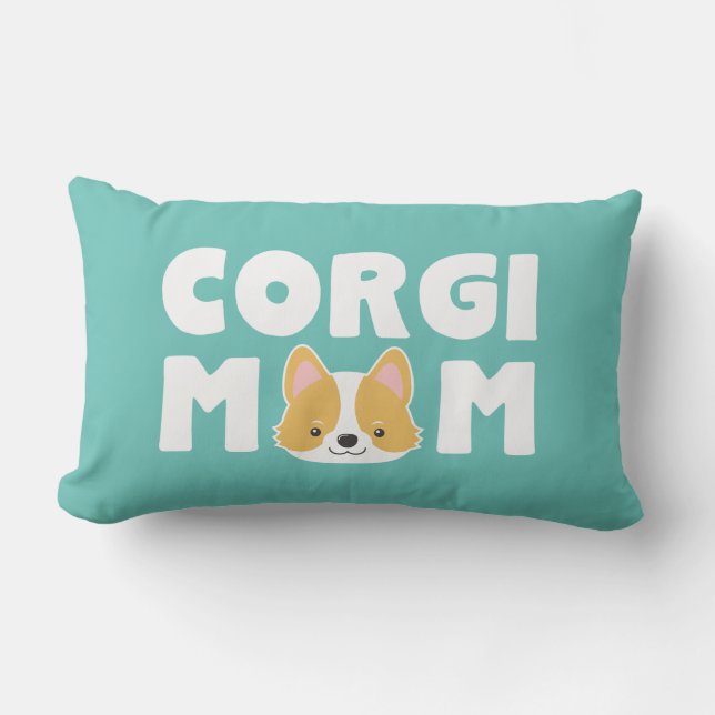 Coussin Rectangle Maman de corgi de turquoise (Recto)