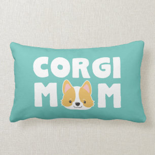 Coussin Rectangle Maman de corgi de turquoise