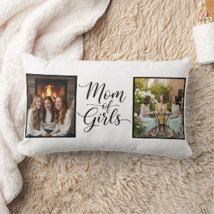 Coussin Rectangle Maman de filles écriture élégante moderne double p